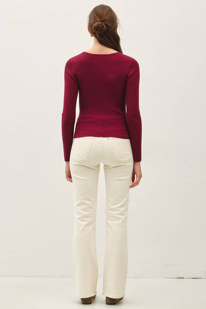 Essential Ribbed Button Up Top