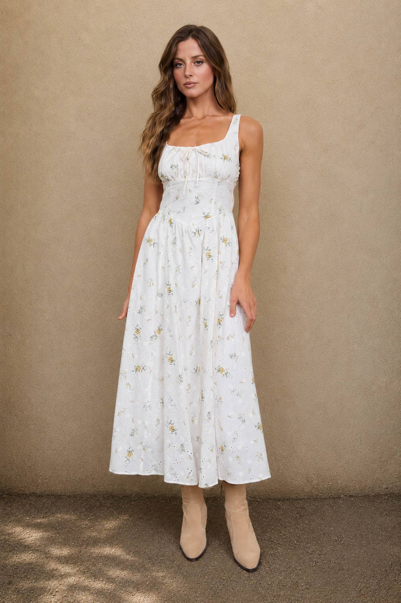 Marigold Eyelet Midi Dress