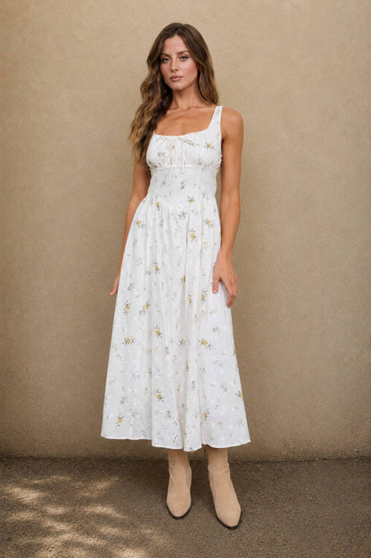 Marigold Eyelet Midi Dress