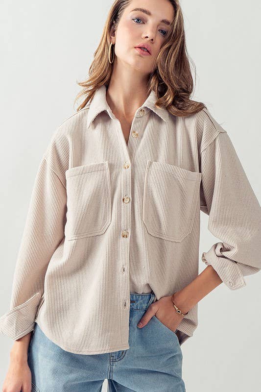 Soft and Stretchy Cord Button Up