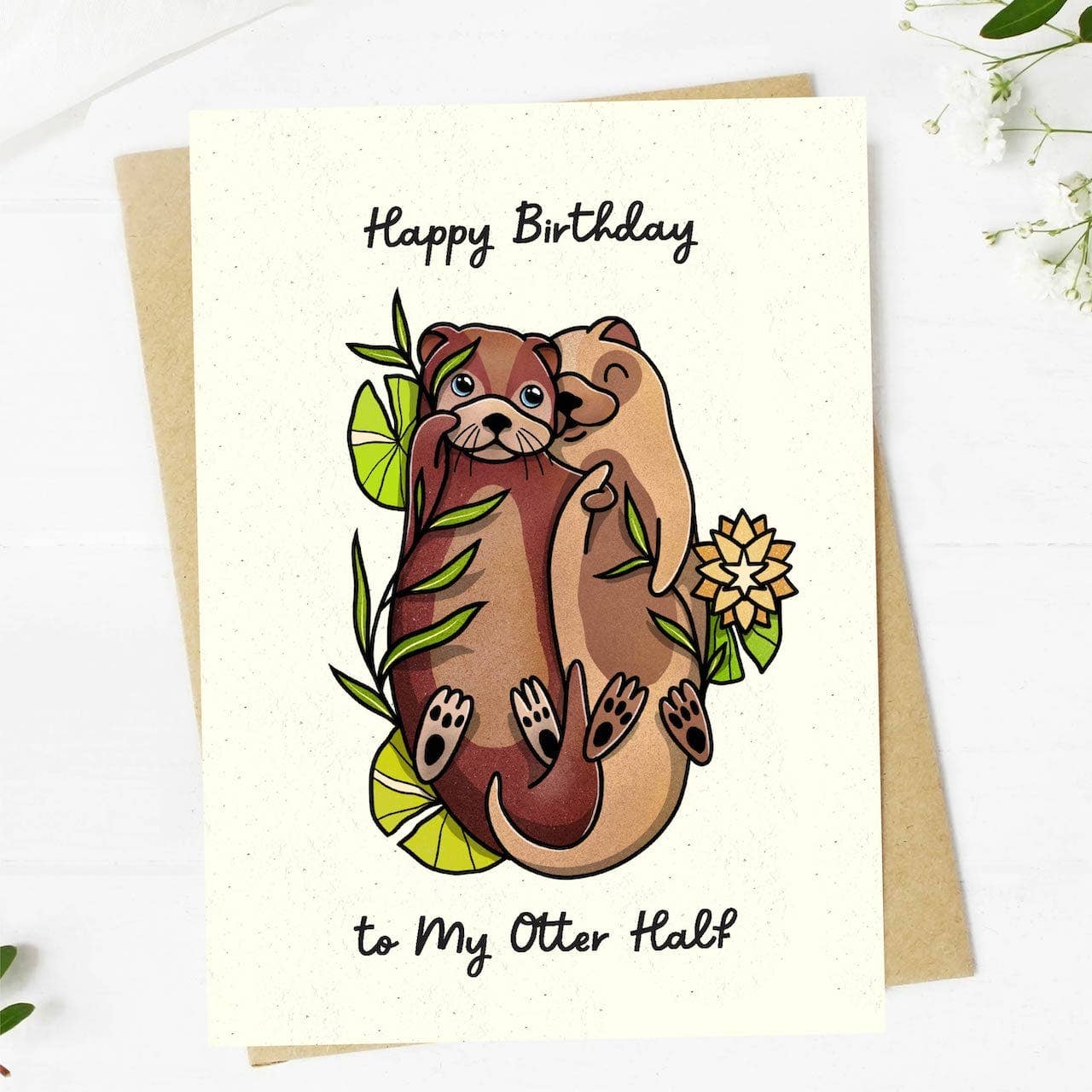 "Happy Birthday to my Otter Half" Birthday Card Pun