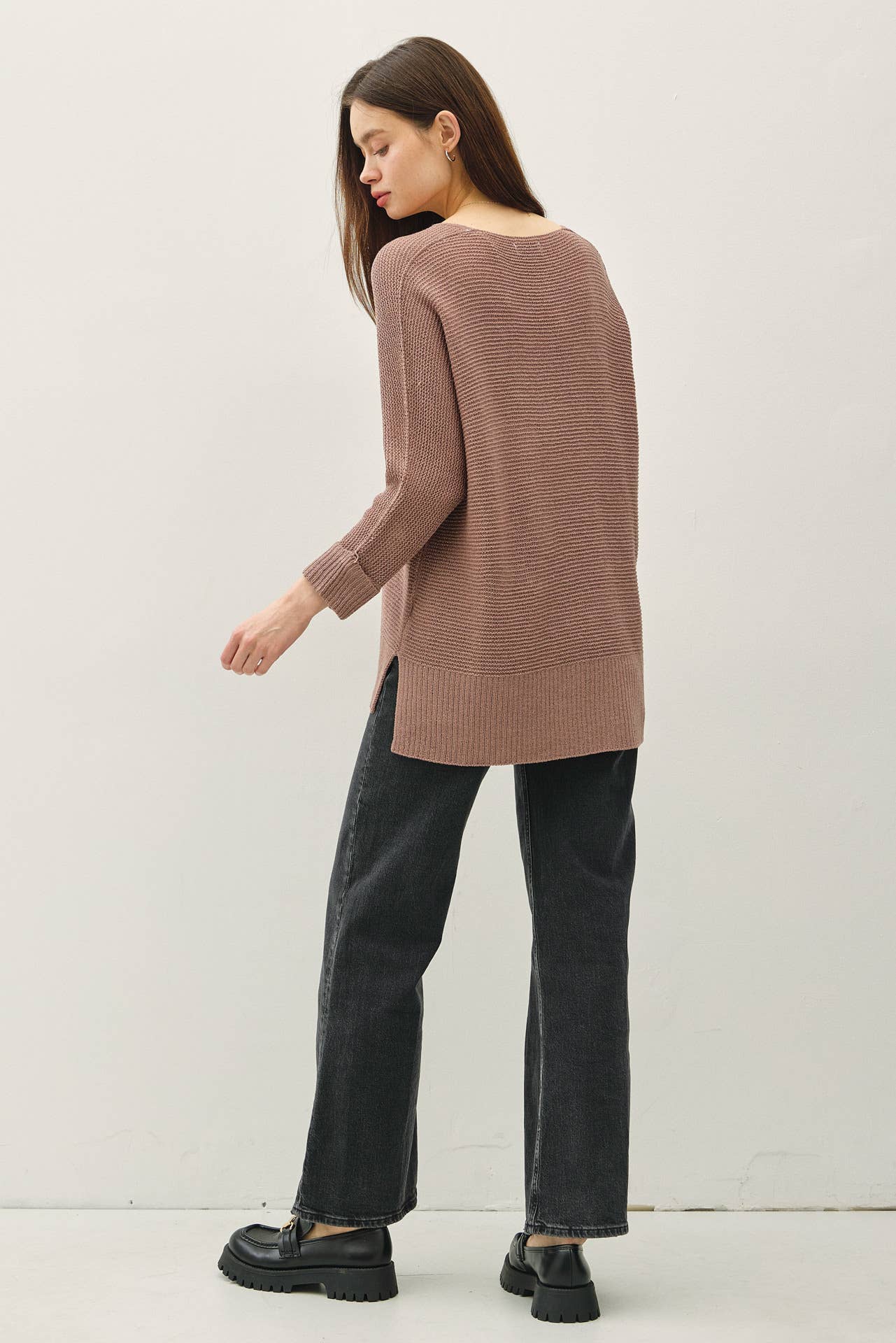 V Neck Dolman Sleeve Sweater