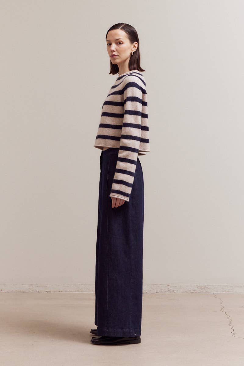 Striped Mock Neck Sweater