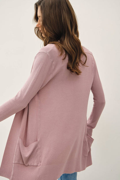 Essential Cotton Blend Open Front Cardigan