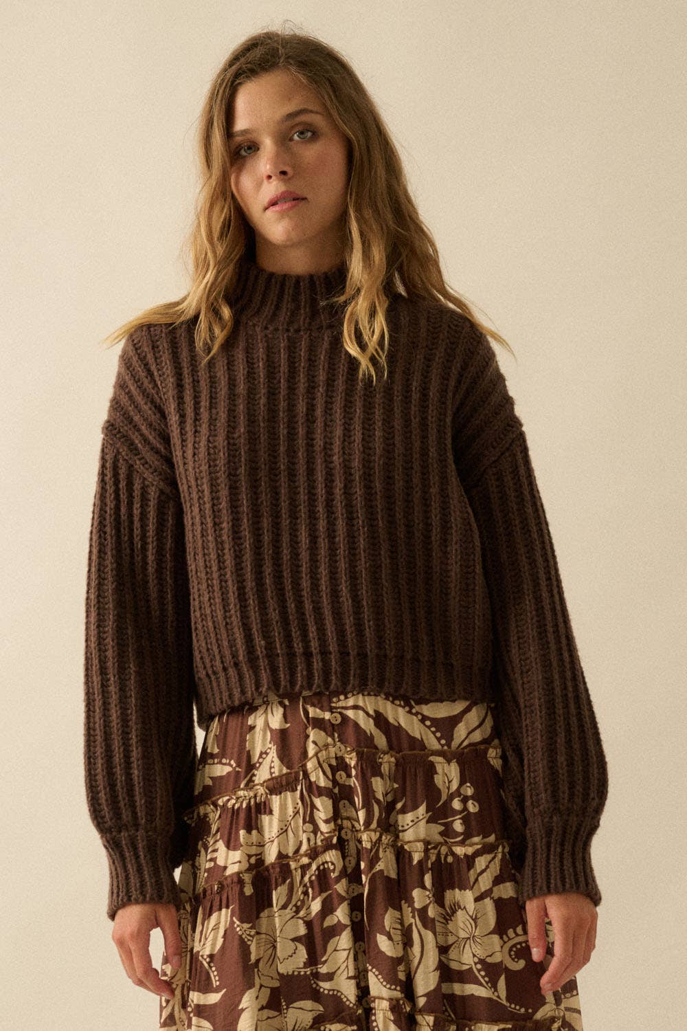 Essential Wide Sleeve Rib Knit Sweater