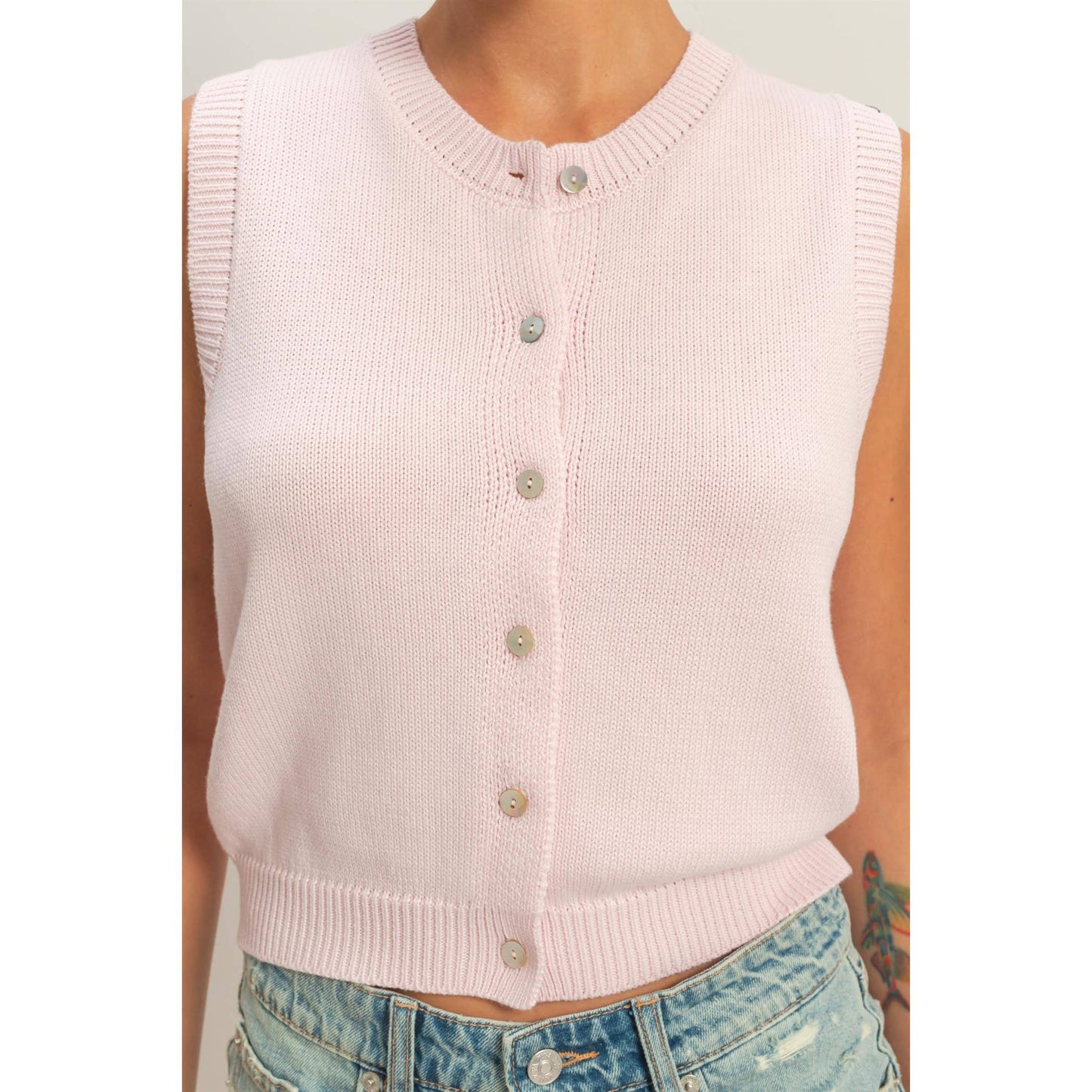 Button Up Sleeveless Cardigan