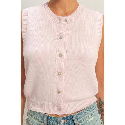 Button Up Sleeveless Cardigan