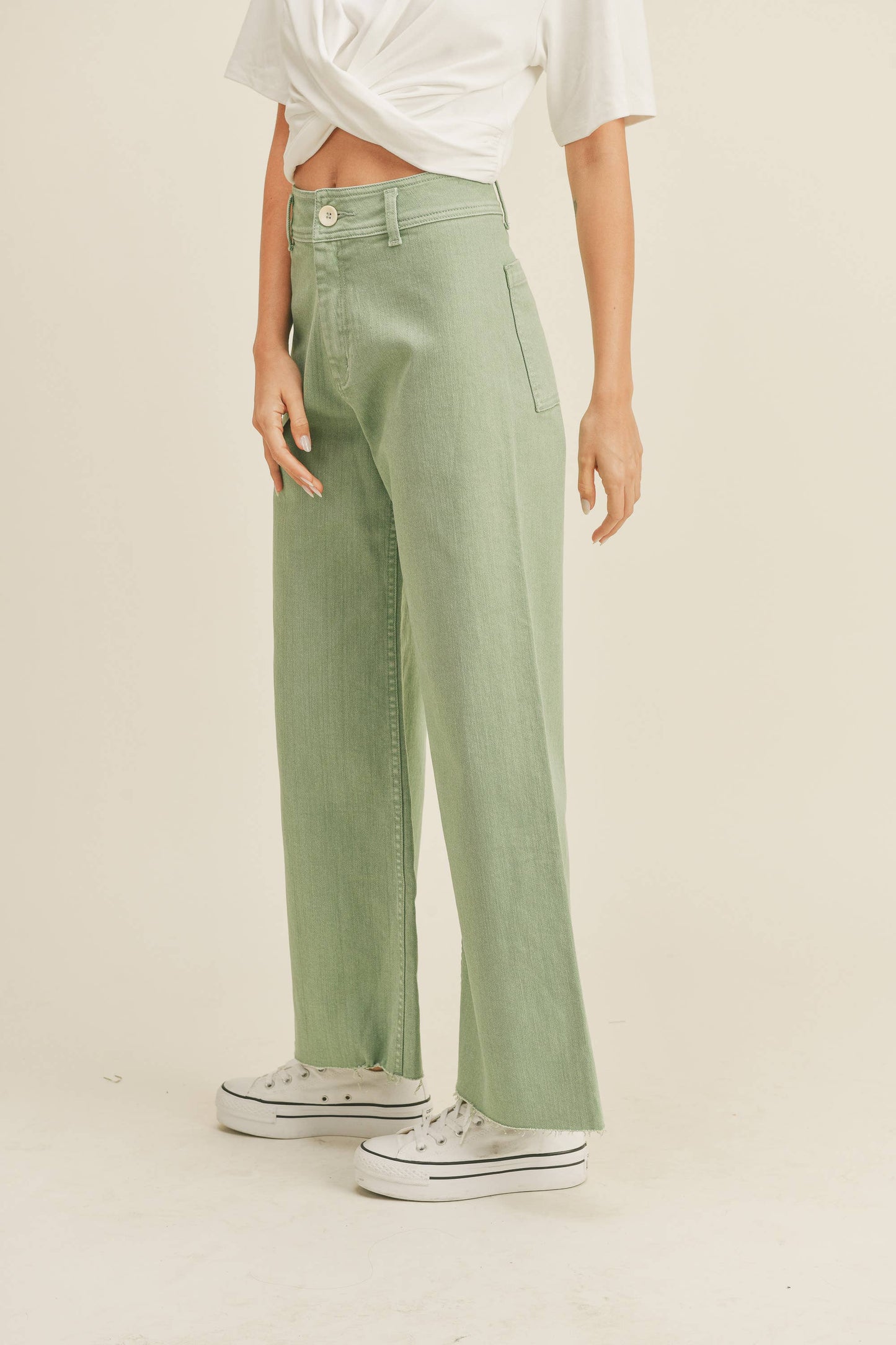Stone Wide Leg Denim Pants