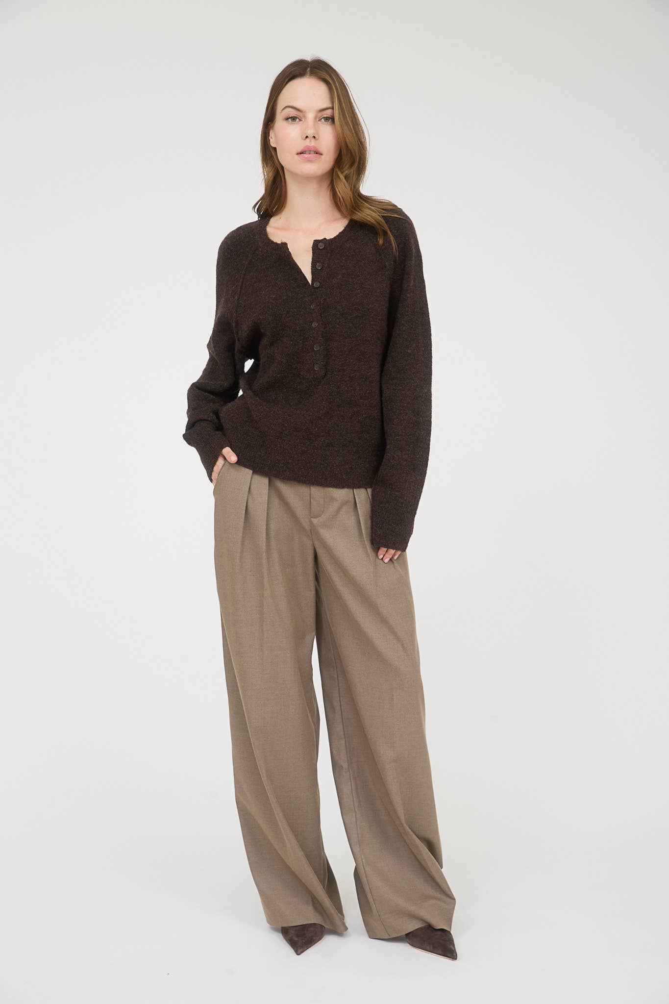 Laid-Back Henley Sweater