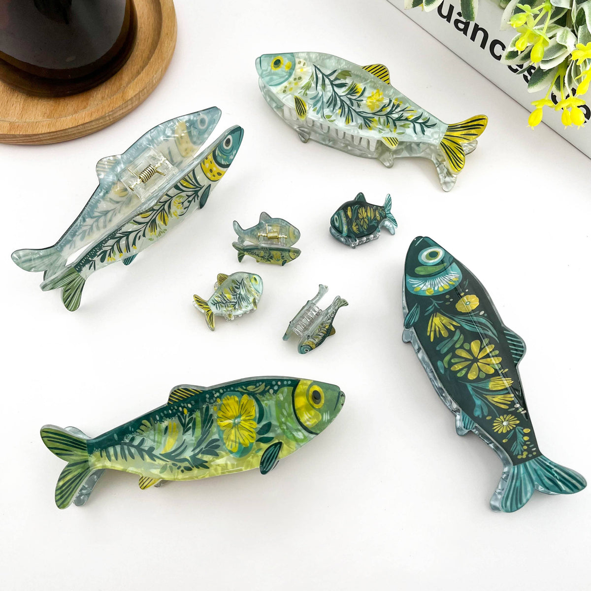 Green Sardine Hair Clip