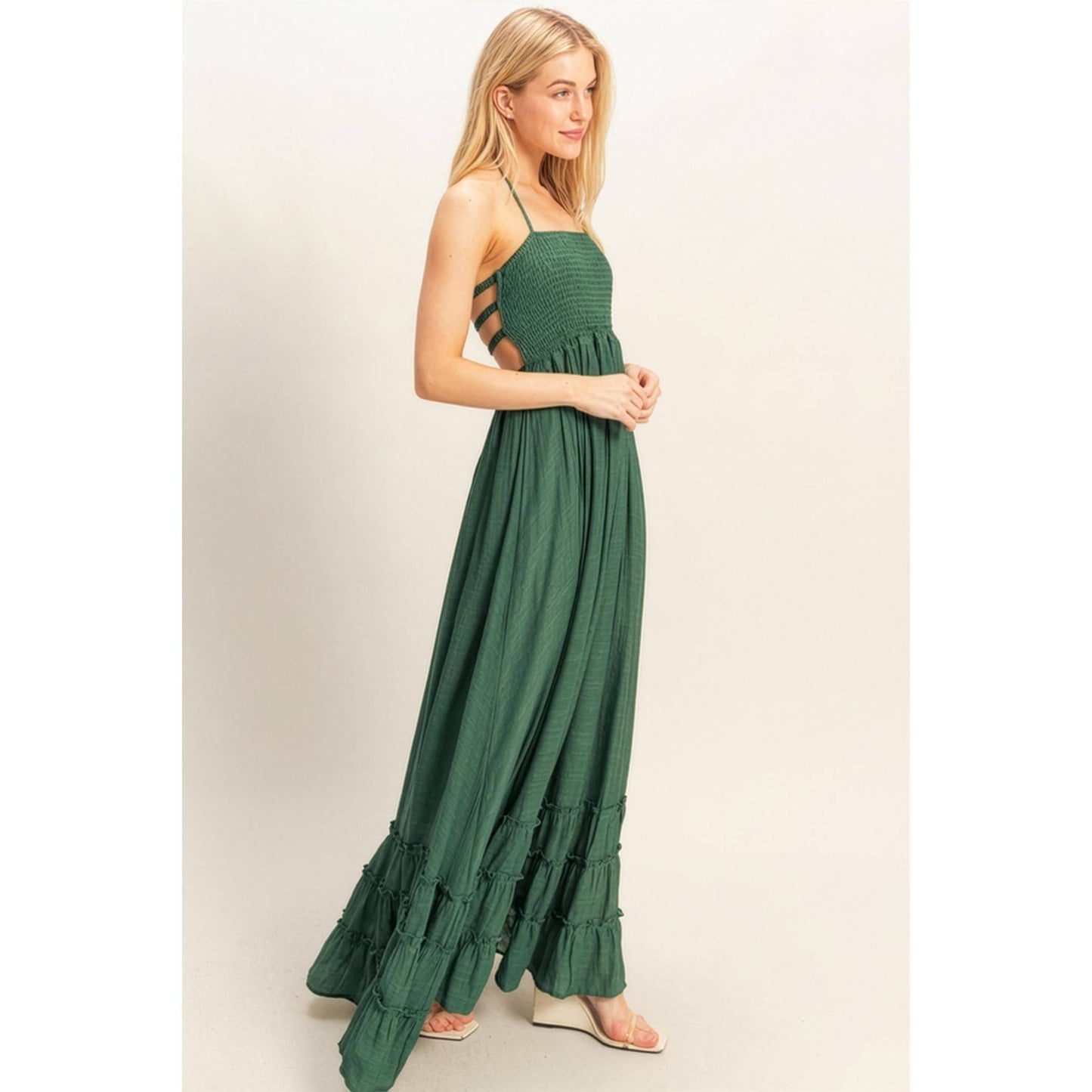 Smocked Halter Maxi Dress