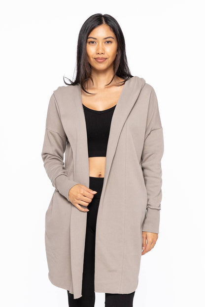 Open Front Longline Hoodie Cardigan