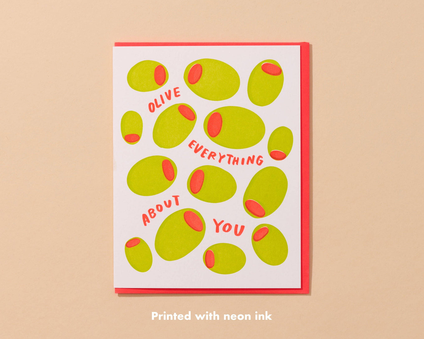 Letterpress Olive Everything About You Card