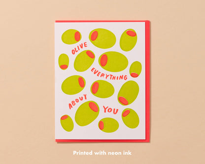 Letterpress Olive Everything About You Card