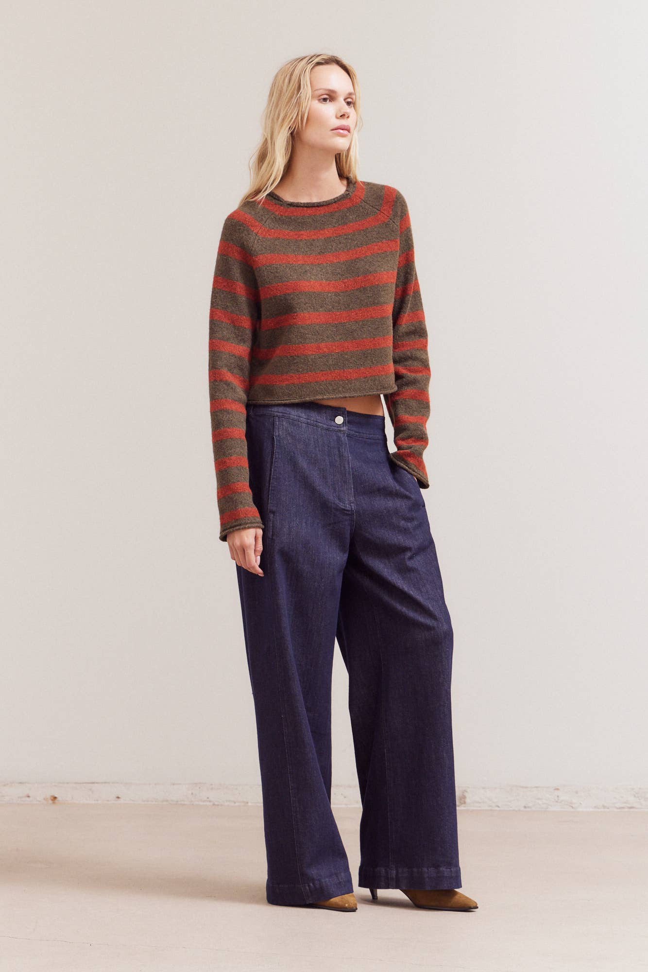 Striped Mock Neck Sweater