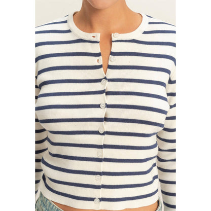 Striped Button-Up Cardigan