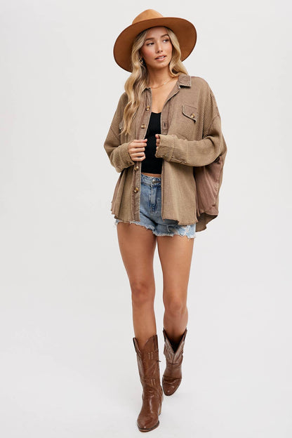 SLOUCHY WAFFLE KNIT JACKET