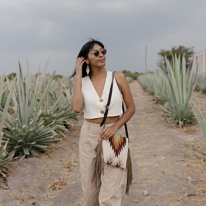 Copal Wool Fringe Crossbody–Handwoven Oaxaca