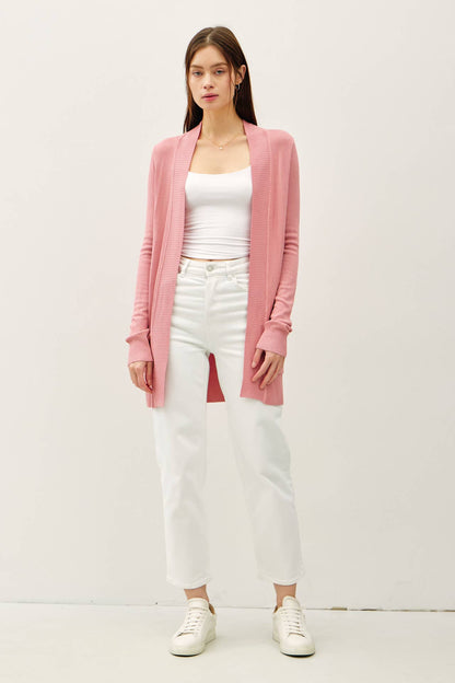 Essential Cotton Blend Open Front Cardigan