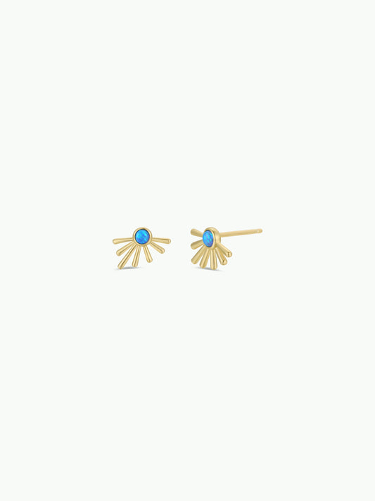 Sun Ray - Fire Opal - Gold Earrings