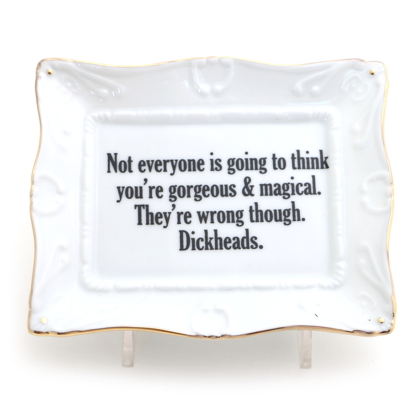 Porcelain Gorgeous and Magical tray with gold rim