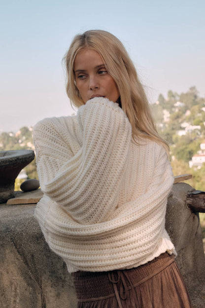 Essential Wide Sleeve Rib Knit Sweater