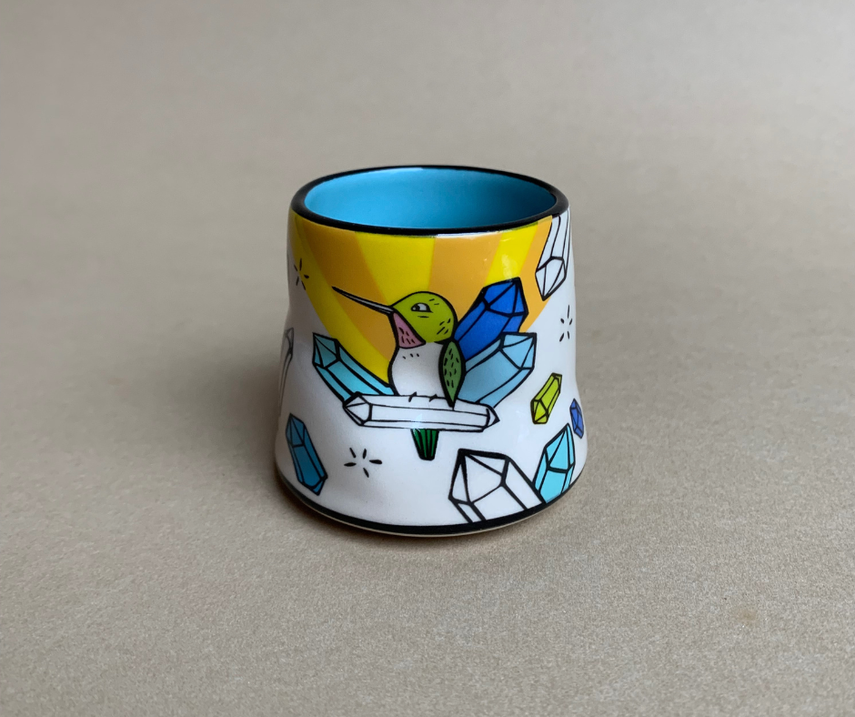 Lucky Hummingbird Cup Small Ceramic Mug
