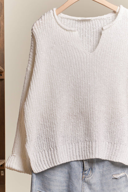 Ripped Neck Loose Fit Sweater