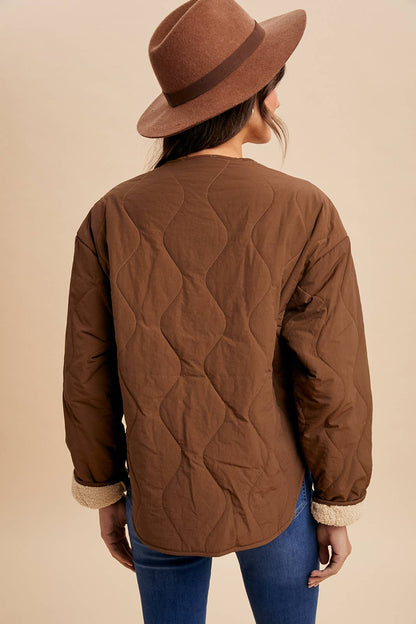 Quilted Sherpa Lined Puffer Jacket