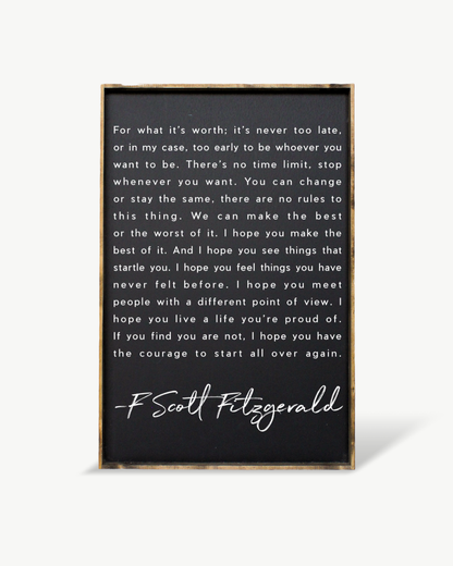 F. Scott Fitzgerald Quote Framed Print – Inspirational Art