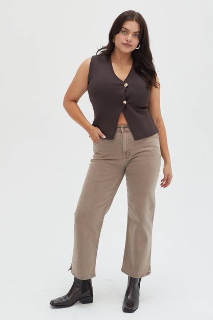 Addington Ankle Crop Mid Rise Jean, Brown Overdye