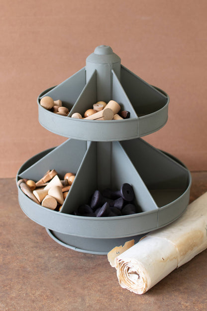 DOUBLE LEVEL ROUNND METAL ROTATING ORGANIZER