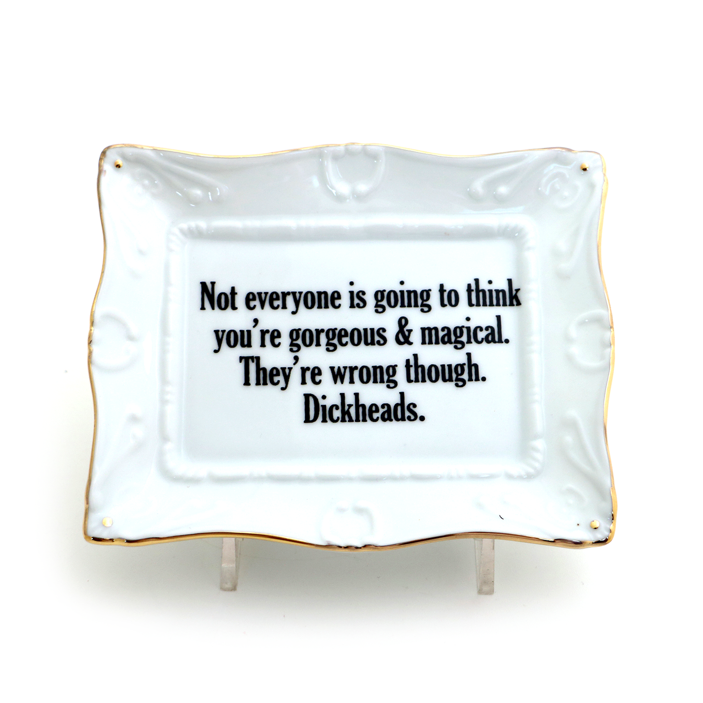 Porcelain Gorgeous and Magical tray with gold rim