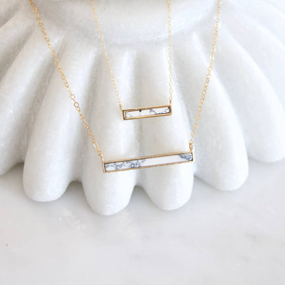 Turquoise, White Turquoise Bar Necklace