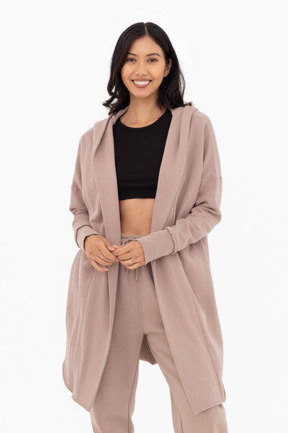 Open Front Longline Hoodie Cardigan