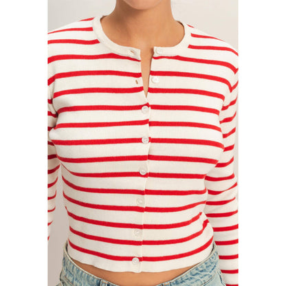 Striped Button-Up Cardigan