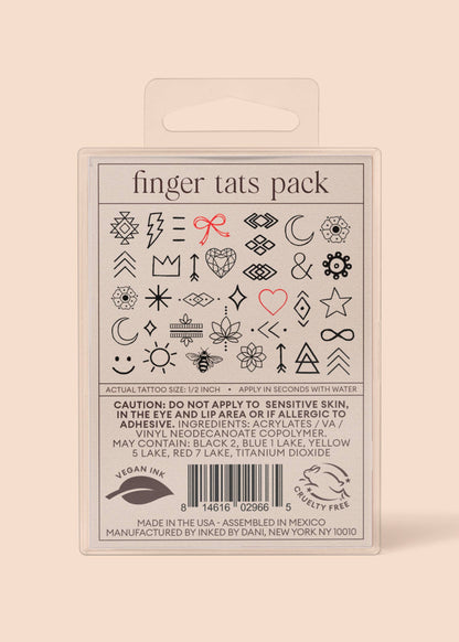 Finger Tats Temporary Tattoo Pack