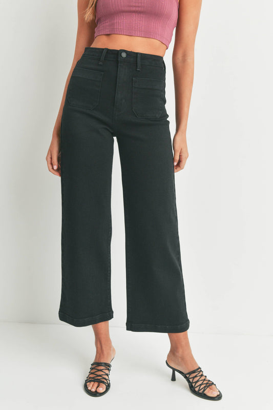 Patch Pocket Wide Leg Jeans