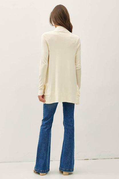 Essential Cotton Blend Open Front Cardigan