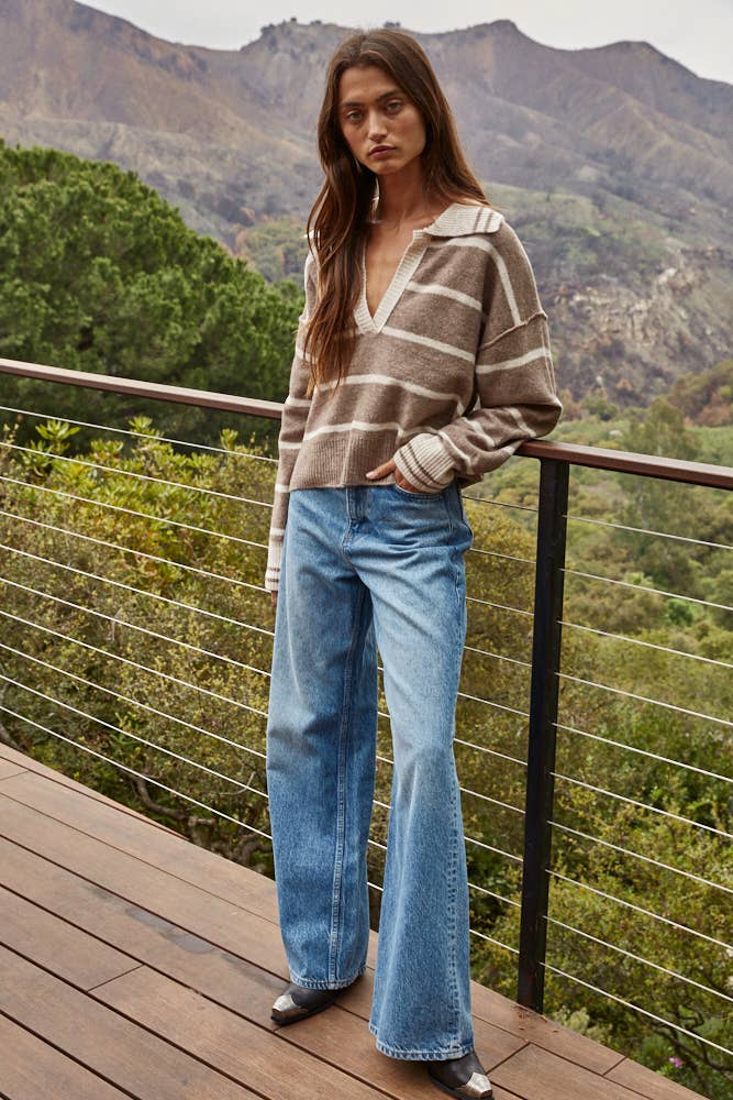 Weekend Stripe Polo Sweater