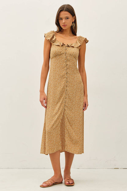 Ditsy Print Midi Dress