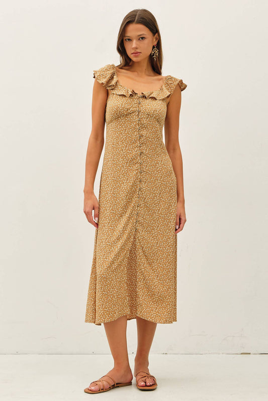 Ditsy Print Midi Dress