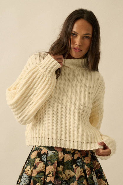 Essential Wide Sleeve Rib Knit Sweater