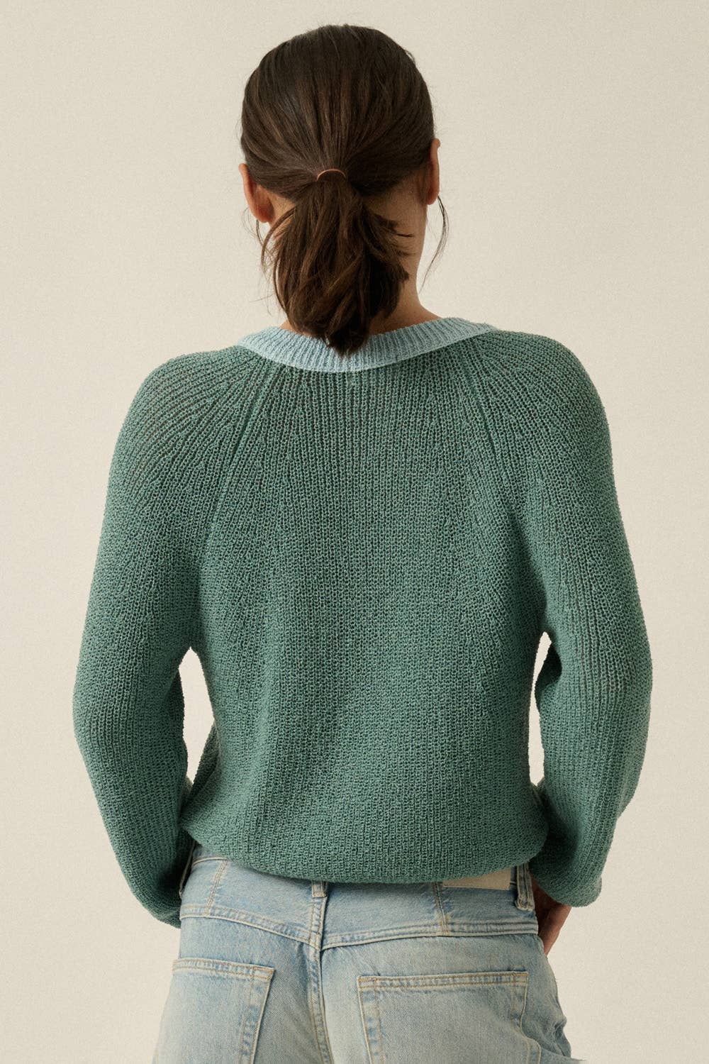 Best Selling Ribbed Knit Contrast Cardi
