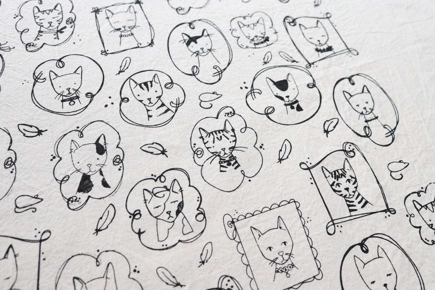 Cat Kitchen Towel, Handprinted Tea Towel, Cats