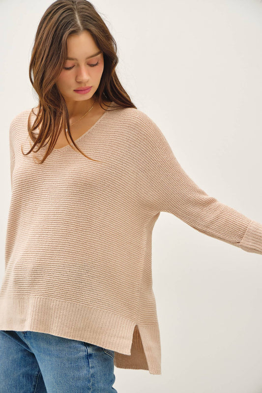 V Neck Dolman Sleeve Sweater