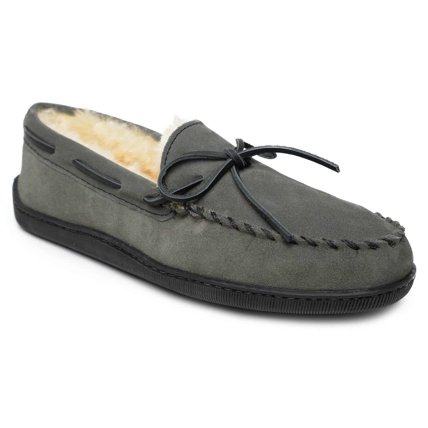 Men's Suede Cozy Sheepskin Moccasin Slipper House Shoe