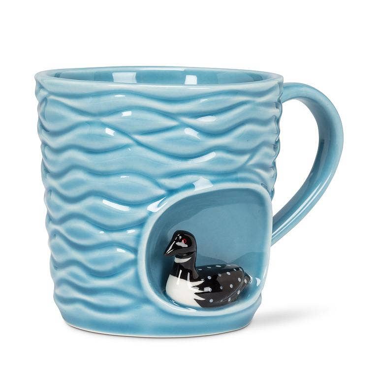 Wavy Blue Mug with Loon