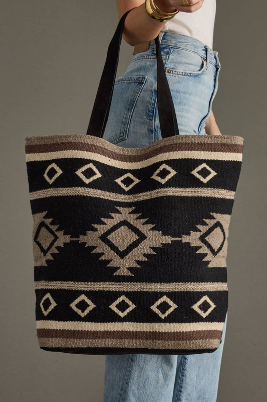 Black, Taupe & Cream Aztec Tote