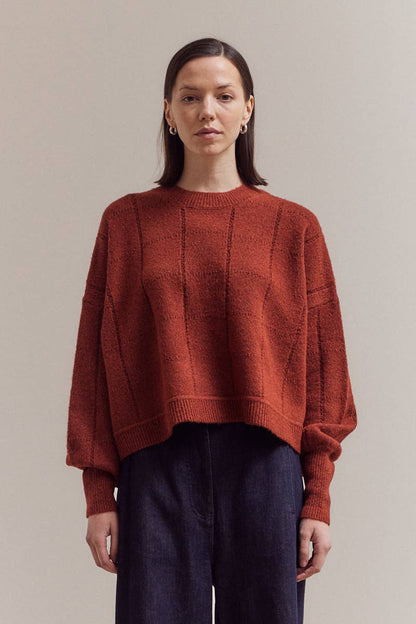 Textured Grid Knit Sweater